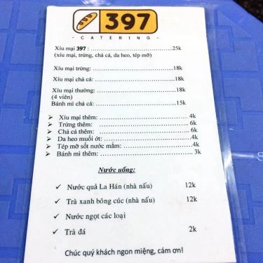 Thực đơn- Quán Ăn 397 Catering - Bánh Mì Xíu Mại Phan Thiết