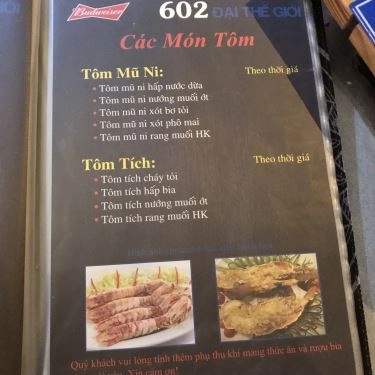 Thực đơn- Quán Ăn 602 Đại Thế Giới - Lẩu Cua Nấu Chao, Cua Xào Chao