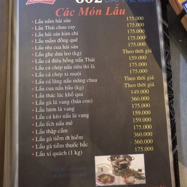 Thực đơn- Quán Ăn 602 Đại Thế Giới - Lẩu Cua Nấu Chao, Cua Xào Chao