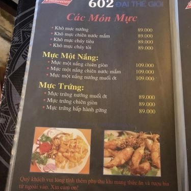 Thực đơn- Quán Ăn 602 Đại Thế Giới - Lẩu Cua Nấu Chao, Cua Xào Chao