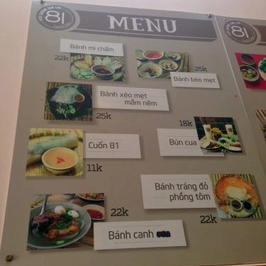 Thực đơn- Quán Ăn 81 Hội Quán Gia Lai - Food & Coffee