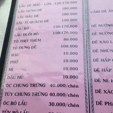 Thực đơn- Quán Ăn 9 Châu - Đặc Sản Dê