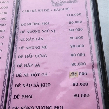 Thực đơn- Quán Ăn 9 Châu - Đặc Sản Dê