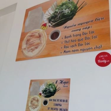 Thực đơn- Quán Ăn A Hạo - Bánh Tráng Thịt Heo Đại Lộc