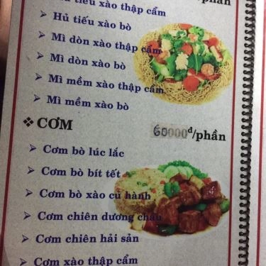 Thực đơn- Quán Ăn A Quánh - Cơm, Mì Xào & Các Món Lẩu
