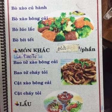 Thực đơn- Quán Ăn A Quánh - Cơm, Mì Xào & Các Món Lẩu