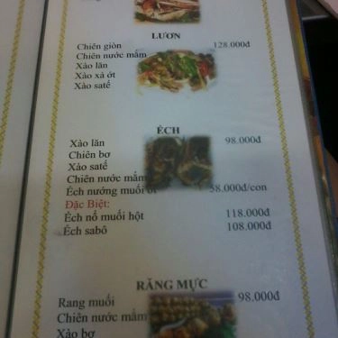Thực đơn- Quán Ăn Quán Ốc A Sòi - Nguyễn Thượng Hiền