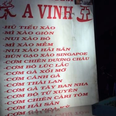 Thực đơn- A Vinh - Quán Ăn Gia Đình