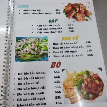 Thực đơn- A Vinh - Quán Ăn Gia Đình