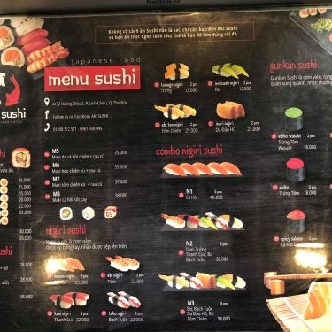 Thực đơn- Quán Ăn Aki Sushi