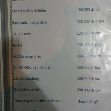 Thực đơn- Quán Ăn Biển Đêm