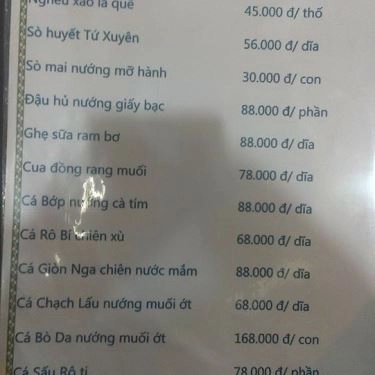 Thực đơn- Quán Ăn Biển Đêm