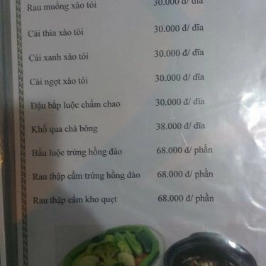 Thực đơn- Quán Ăn Biển Đêm