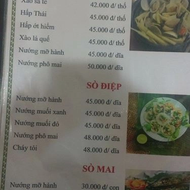 Thực đơn- Quán Ăn Biển Đêm