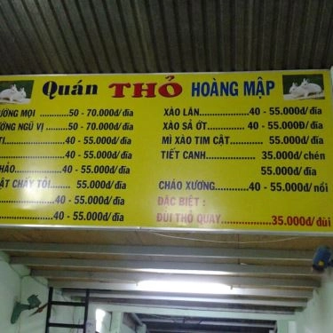 Thực đơn- Quán Ăn Hoàng Mập - Đặc Sản Thịt Thỏ