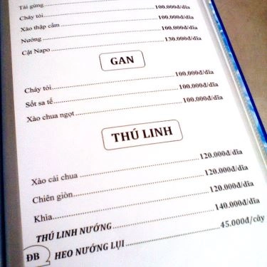 Thực đơn- Quán Ăn Quán Loan - Ăn Bình Dân