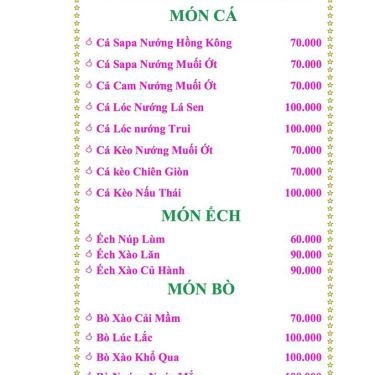 Thực đơn- Nhà Hàng Mekong Food Garden - Đường A2