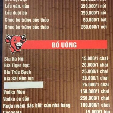 Thực đơn- Nhà Hàng Đệ Nhất Bò - Tiệc Cưới & Hội Nghị