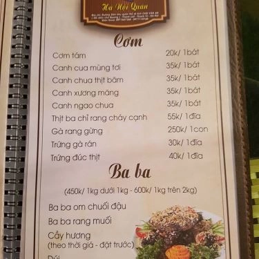 Thực đơn- Quán Ăn Hà Nội Quán - Thiên Đường Ẩm Thực