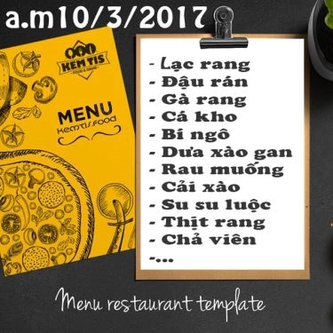 Thực đơn- Quán Ăn Kemtis - Cafe & Fast Food