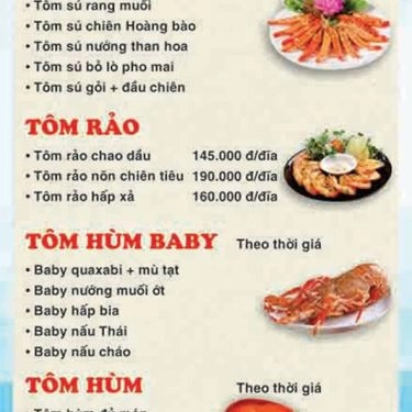 Thực đơn- Quán Ăn V68 - Hải Sản Các Món
