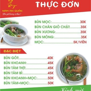 Thực đơn- Quán Ăn Nam An Quán - Bún Chân Giò