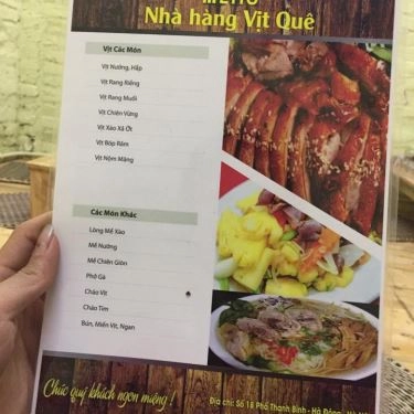 Thực đơn- Quán Ăn Vịt Quê - Thanh Bình