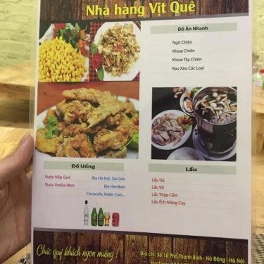 Thực đơn- Quán Ăn Vịt Quê - Thanh Bình
