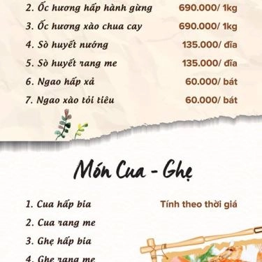 Thực đơn- Nhà Hàng Bằng Hữu Quán - Ẩm Thực Việt Trung