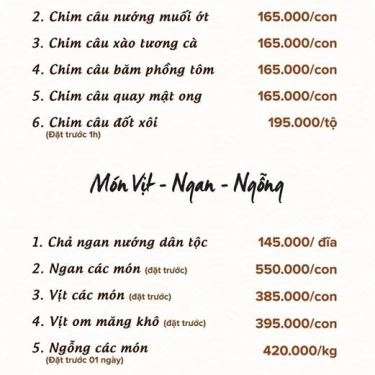 Thực đơn- Nhà Hàng Bằng Hữu Quán - Ẩm Thực Việt Trung