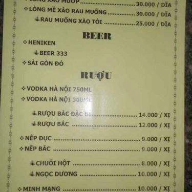 Thực đơn- Quán Ăn Duy Tân Quán - Vịt 8 Món Hà Tây - Cầu Xéo
