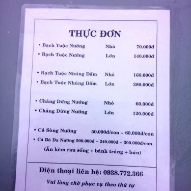 Thực đơn- Quán Ăn Bạch Tuộc Nướng Kiên Giang