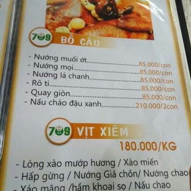 Thực đơn- Quán Ăn Ẩm Thực 709 - Hải Sản Tươi Sống