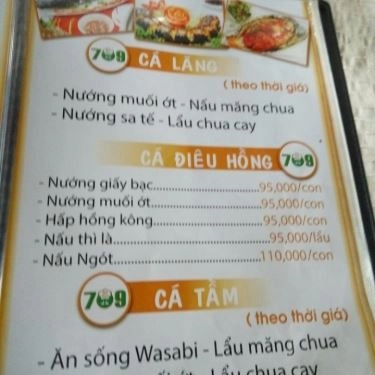 Thực đơn- Quán Ăn Ẩm Thực 709 - Hải Sản Tươi Sống