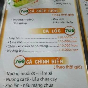 Thực đơn- Quán Ăn Ẩm Thực 709 - Hải Sản Tươi Sống