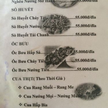 Thực đơn- Quán Ăn Ẩm Thực Cánh Đồng Hoang