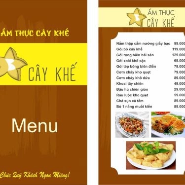 Thực đơn- Quán Ăn Ẩm Thực Cây Khế - Diệp Minh Châu