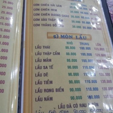 Thực đơn- Quán Ăn Ẩm Thực Chay Tạ Thiên