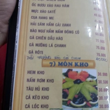 Thực đơn- Quán Ăn Ẩm Thực Chay Tạ Thiên