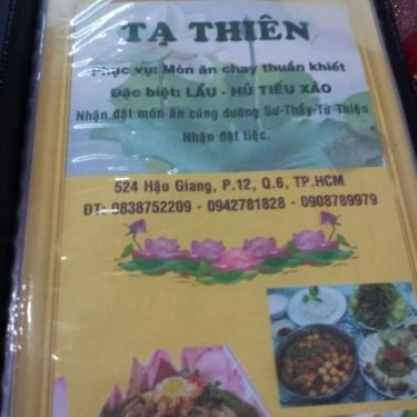 Thực đơn- Quán Ăn Ẩm Thực Chay Tạ Thiên