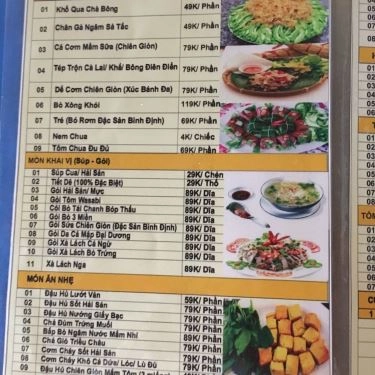 Thực đơn- Quán Ăn Ẩm Thực Hoàng Gia - Hải Sản Thiên Nhiên Tươi Sống