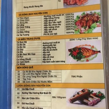 Thực đơn- Quán Ăn Ẩm Thực Hoàng Gia - Hải Sản Thiên Nhiên Tươi Sống