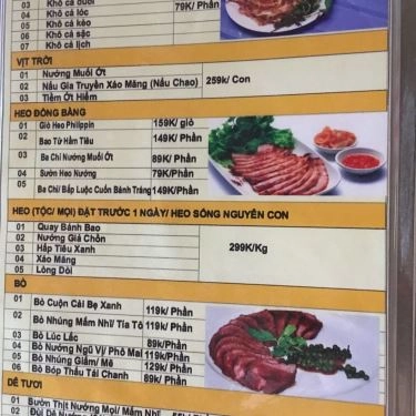 Thực đơn- Quán Ăn Ẩm Thực Hoàng Gia - Hải Sản Thiên Nhiên Tươi Sống