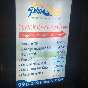 Thực đơn- Quán Ăn Ẩm Thực Phú Quốc