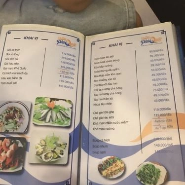 Thực đơn- Quán Ăn Ẩm Thực Phú Quốc