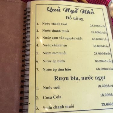 Thực đơn- Quán Ăn Ẩm Thực Quà Ngõ Nhỏ - Ngõ Hàng Bột