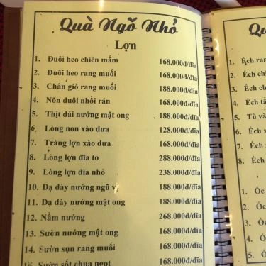 Thực đơn- Quán Ăn Ẩm Thực Quà Ngõ Nhỏ - Ngõ Hàng Bột