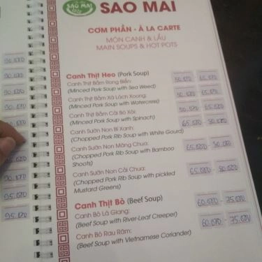 Thực đơn- Ẩm Thực Sao Mai - Quán Ăn Gia Đình