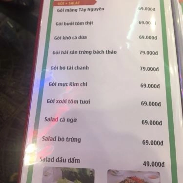 Thực đơn- Quán Ăn Ẩm Thực Tây Nguyên
