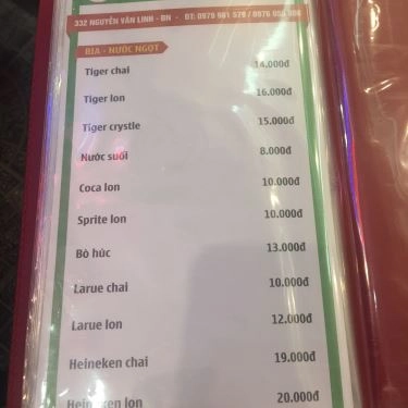 Thực đơn- Quán Ăn Ẩm Thực Tây Nguyên
